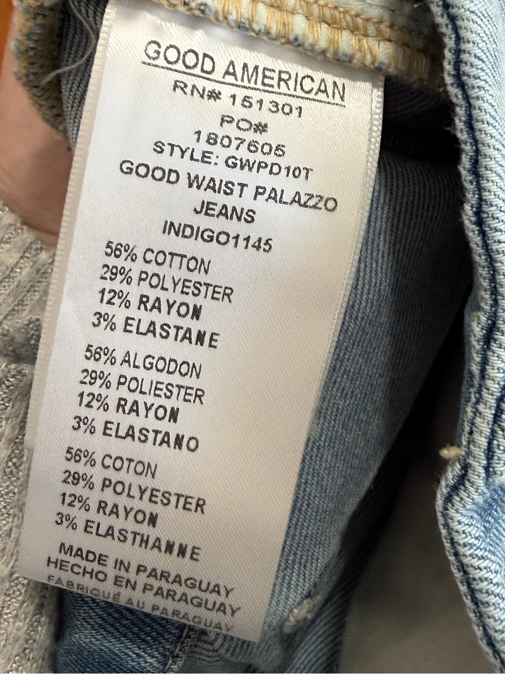 Good American GWPD10T Indigo1145 Good Waist Palazzo Wide Leg Jeans Sz. 20 - Picture 6 of 6
